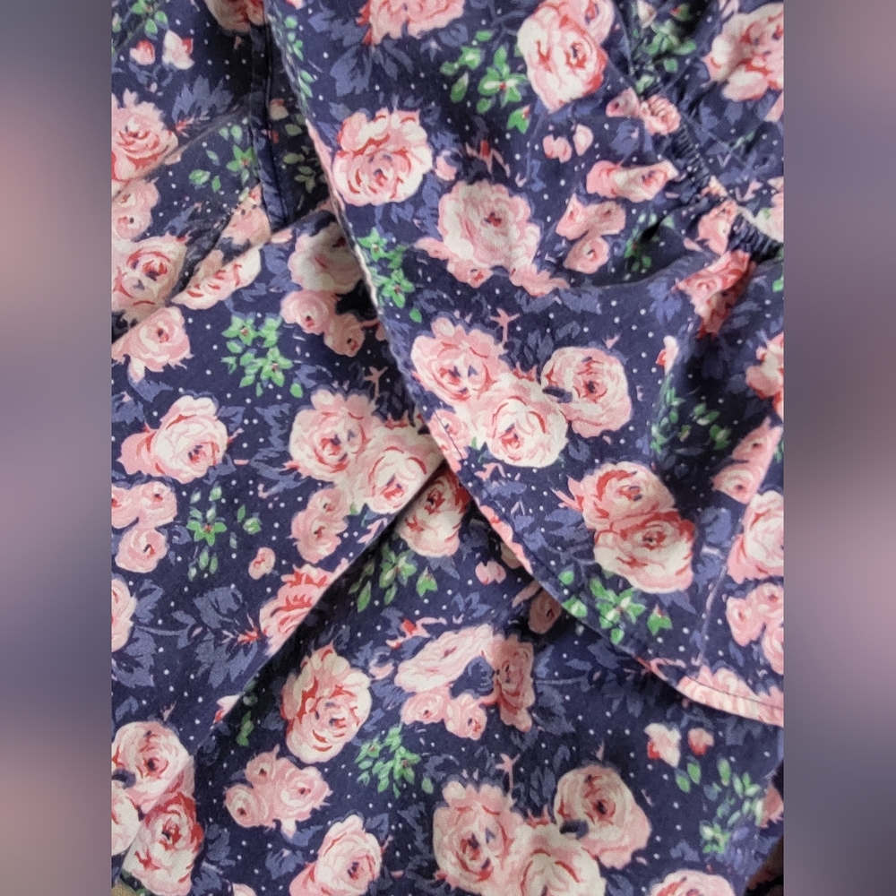 Vintage 70s Off The Shoulder Cabbage Rose Floral Dress - Picture 6 of 12